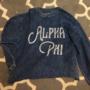 BLUE ALPHA PHI CORDED CREW NECK SWEATSHIRT